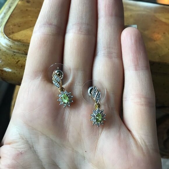 Natural Sava Sphene Sterling Silver 18k Yellow Gold Vermeil Earrings - Picture 6 of 6